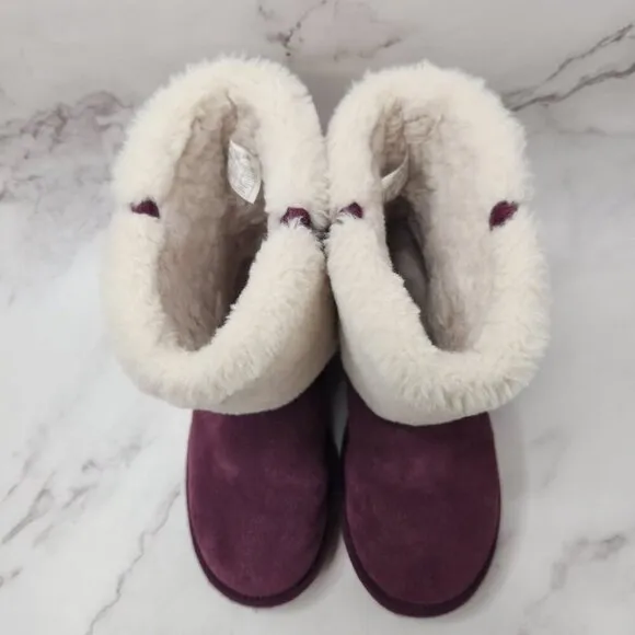 UGG Koolaburra Girls Aubrie Short Purple Boots Faux Fur Lining Youth 2