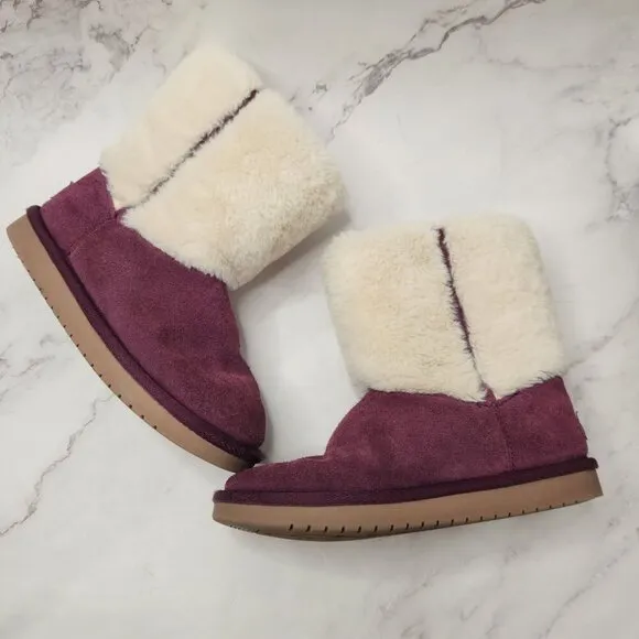 UGG Koolaburra Girls Aubrie Short Purple Boots Faux Fur Lining Youth 2