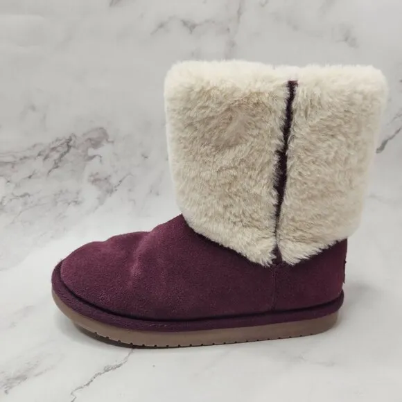 UGG Koolaburra Girls Aubrie Short Purple Boots Faux Fur Lining Youth 2