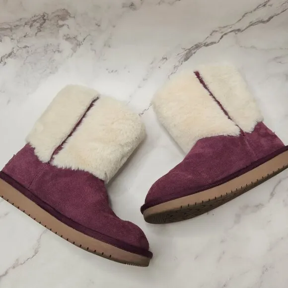UGG Koolaburra Girls Aubrie Short Purple Boots Faux Fur Lining Youth 2