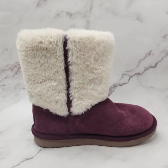 UGG Koolaburra Girls Aubrie Short Purple Boots Faux Fur Lining Youth 2