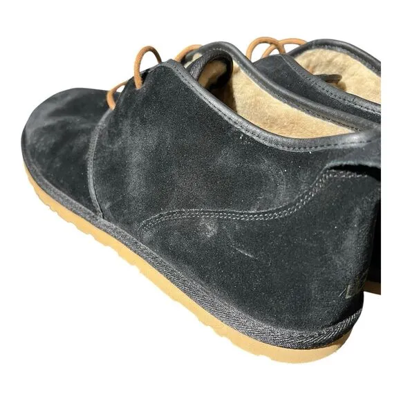 UGG MAKSIM Boots Mens 18 Black Suede/ Sheep Wool Chukka Ankle