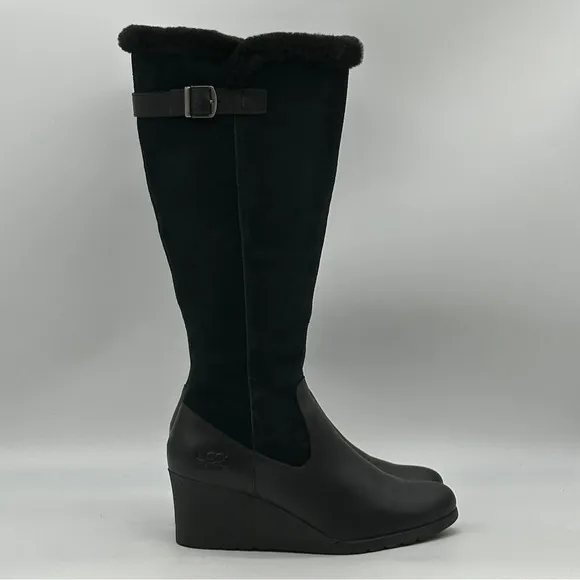 UGG Mischa Suede Leather Waterproof Wedge Boots. Size 9