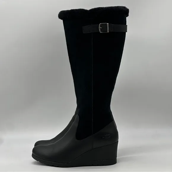 UGG Mischa Suede Leather Waterproof Wedge Boots. Size 9