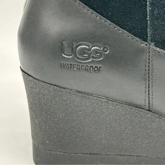 UGG Mischa Suede Leather Waterproof Wedge Boots. Size 9