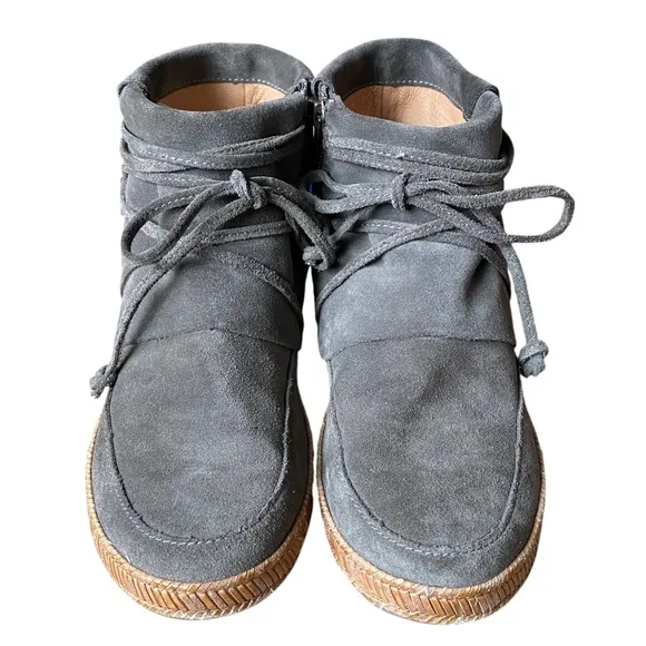 UGG Reid Green Sage Suede Lace Up Ankle Boots Moccasin - Size 7.5