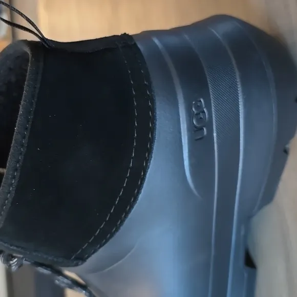 UGG TASMAN X LACE BLACK WATERPROOF RUBBER WOOL RAIN BOOTS SIZE 8 WOMEN