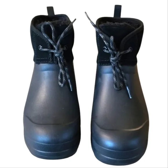UGG TASMAN X LACE BLACK WATERPROOF RUBBER WOOL RAIN BOOTS SIZE 8 WOMEN