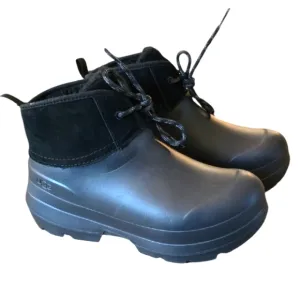 UGG TASMAN X LACE BLACK WATERPROOF RUBBER WOOL RAIN BOOTS SIZE 8 WOMEN