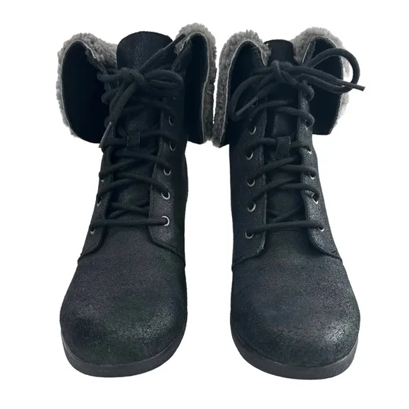 Ugg Zea Waterproof Shearling Wedge Boots Size 10