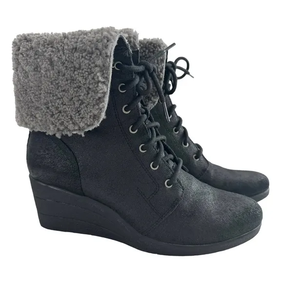 Ugg Zea Waterproof Shearling Wedge Boots Size 10