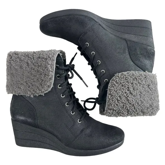 Ugg Zea Waterproof Shearling Wedge Boots Size 10