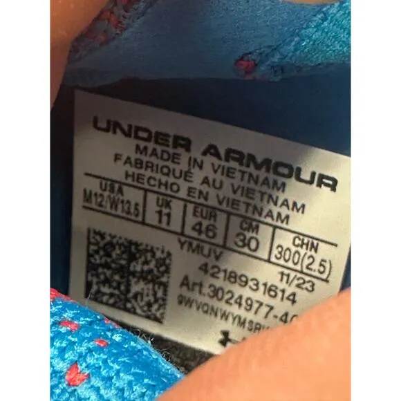 Under Armour FUTR X ELITE Basketball Shoes Mens 12 Blue Pink Sneakers Hi Top NEW