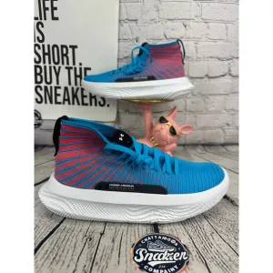 Under Armour FUTR X ELITE Basketball Shoes Mens 12 Blue Pink Sneakers Hi Top NEW