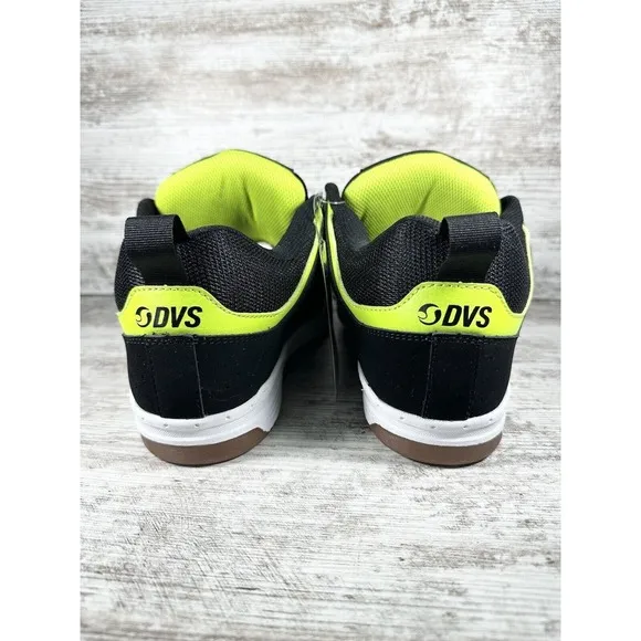 UNWORN Men’s DVS Gambol Black/Lime Green Nubuck SAMPLE Skate Shoes Sz 9