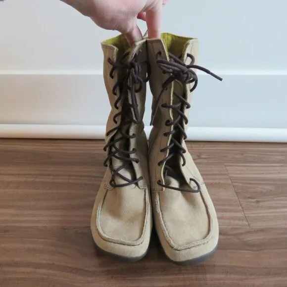 VAGABOND Cream Suede Leather Lace Up Snowflake Moccasin Winter Boots Size 6.5