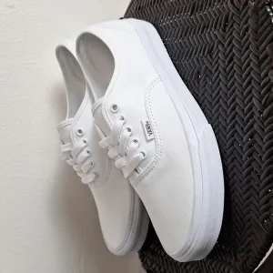 Vans All White Authentic Skate Shoes Women Sz 10.5 Wide