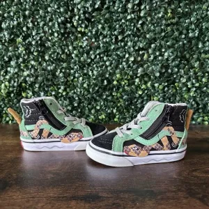Vans &quot;Snakes&quot; Boys Toddler Size 6.5 SK8 Skate Black Green Kids Pro Shoes