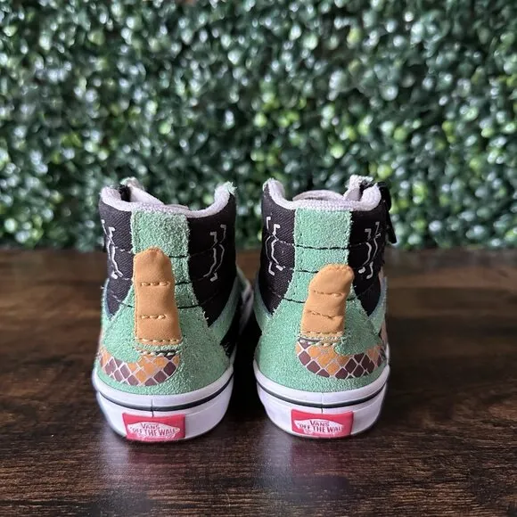 Vans &quot;Snakes&quot; Boys Toddler Size 6.5 SK8 Skate Black Green Kids Pro Shoes