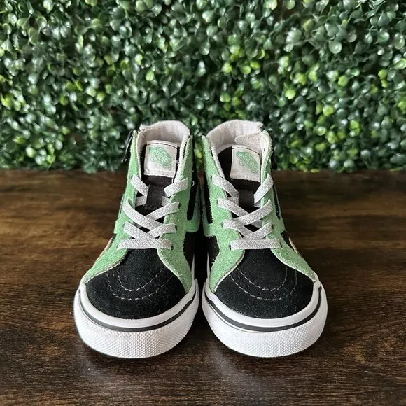 Vans &quot;Snakes&quot; Boys Toddler Size 6.5 SK8 Skate Black Green Kids Pro Shoes