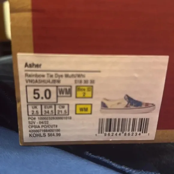 Vans Asher Rainbow Tie Dye Canvas Slip On Skate Shoes NWB