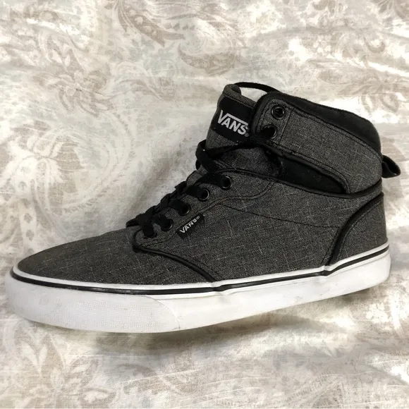 𝅺VANS Atwood Hi Off the Wall Grey Black Hi Top Sneakers Skate Shoes size 8