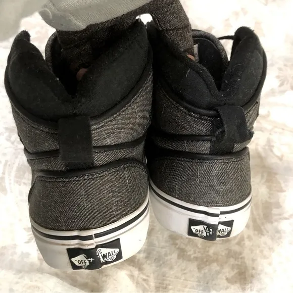 𝅺VANS Atwood Hi Off the Wall Grey Black Hi Top Sneakers Skate Shoes size 8