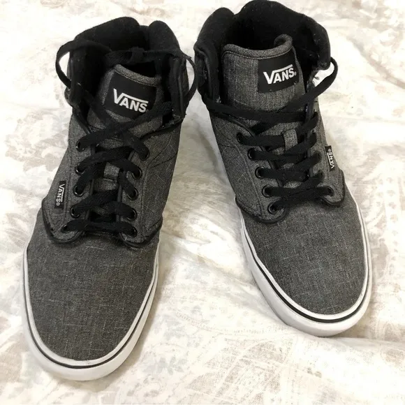 𝅺VANS Atwood Hi Off the Wall Grey Black Hi Top Sneakers Skate Shoes size 8