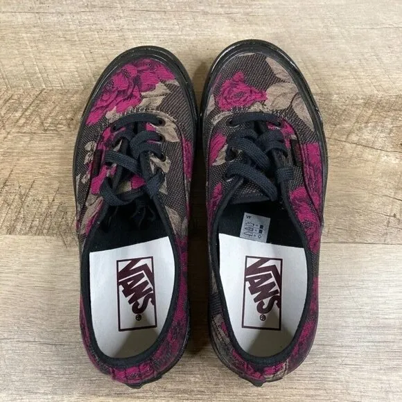 VANS Authentic 44 Dx Anaheim Factory Roses Black Skate Shoes Women's Sz 6.5 NEW
