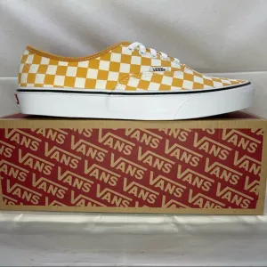 Vans Authentic Gold Checkerboard Lace Up Skate Shoes Mens Size 11.5