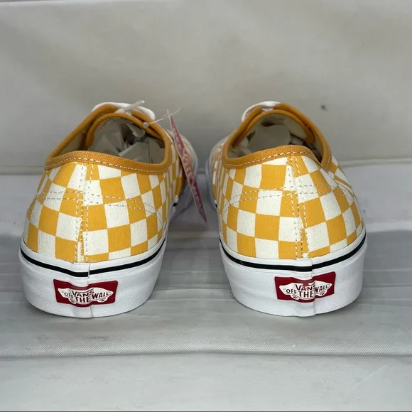 Vans Authentic Gold Checkerboard Lace Up Skate Shoes Mens Size 11.5