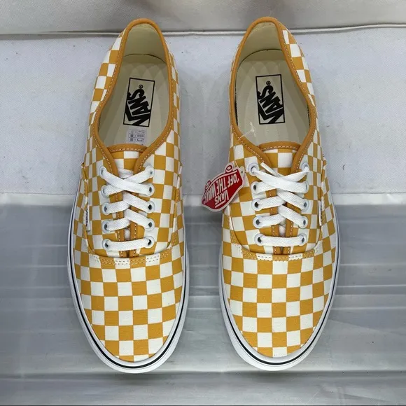 Vans Authentic Gold Checkerboard Lace Up Skate Shoes Mens Size 11.5