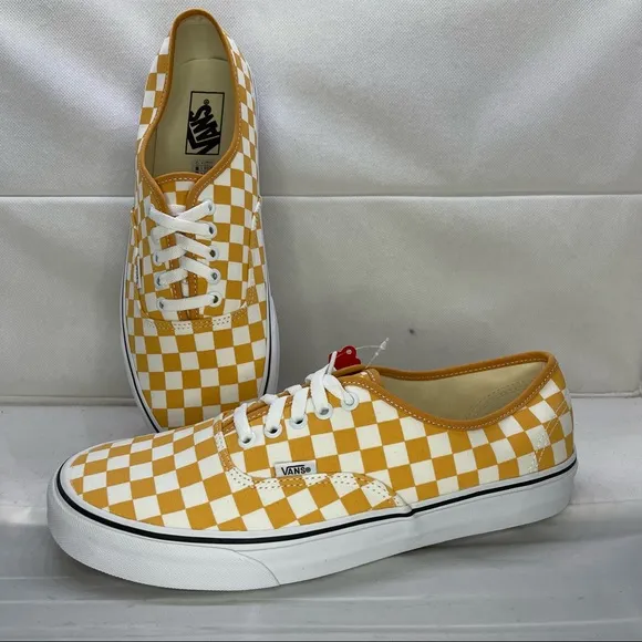 Vans Authentic Gold Checkerboard Lace Up Skate Shoes Mens Size 11.5