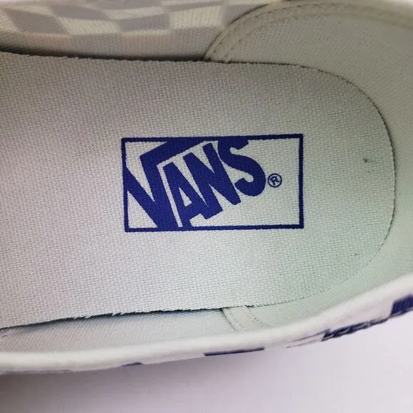 Vans Authentic Womens Sz 7 Mens Sz 5.5 Checkerboard Blue White Low Skate Shoes