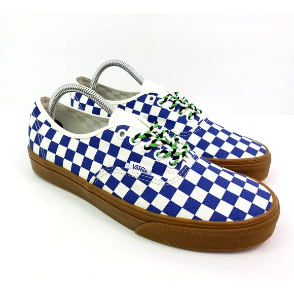 Vans Authentic Womens Sz 7 Mens Sz 5.5 Checkerboard Blue White Low Skate Shoes