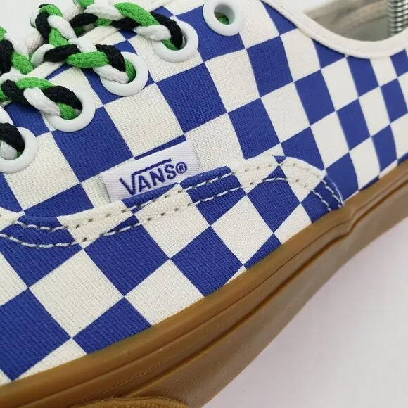 Vans Authentic Womens Sz 7 Mens Sz 5.5 Checkerboard Blue White Low Skate Shoes
