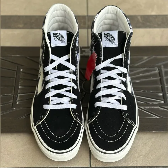 Vans Black and White High-Top Skull Sneakers
