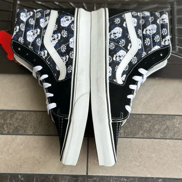 Vans Black and White High-Top Skull Sneakers