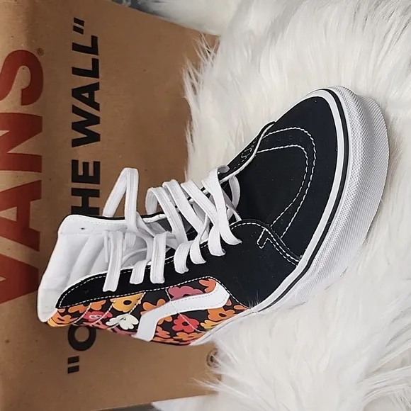 Vans black hi top floral