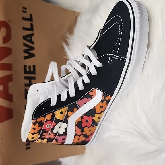Vans black hi top floral