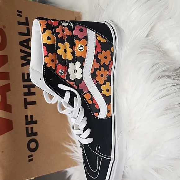 Vans black hi top floral