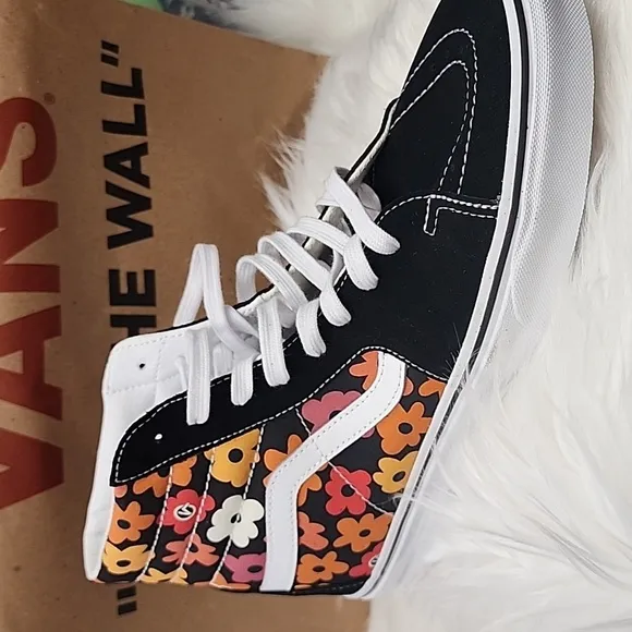Vans black hi top floral