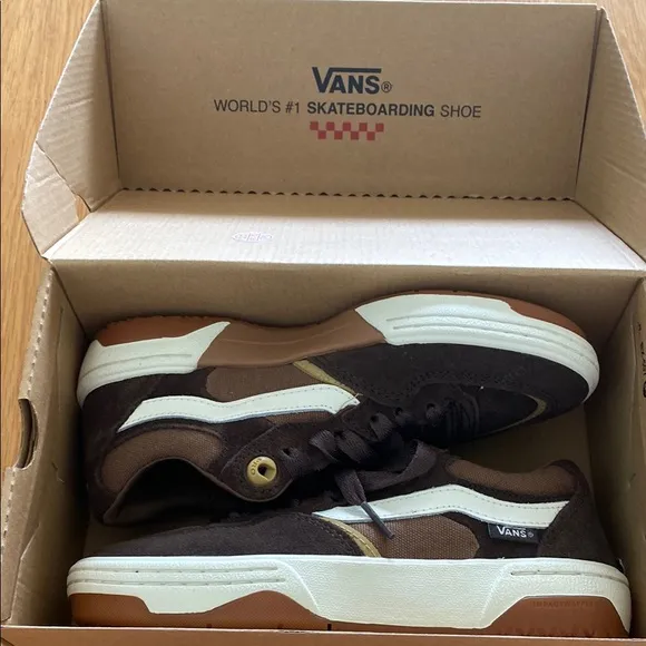 Vans Brown and White Skateboarding Shoes