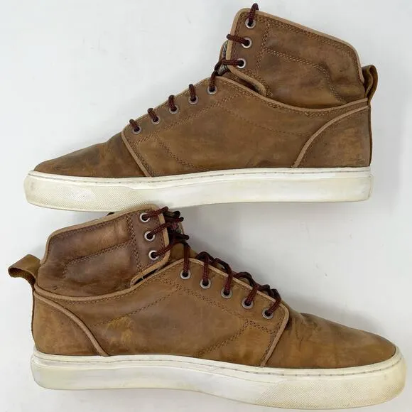 Vans Brown Leather High Top Skate Shoes OTW Collection Mens 11.5