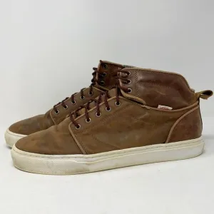 Vans Brown Leather High Top Skate Shoes OTW Collection Mens 11.5