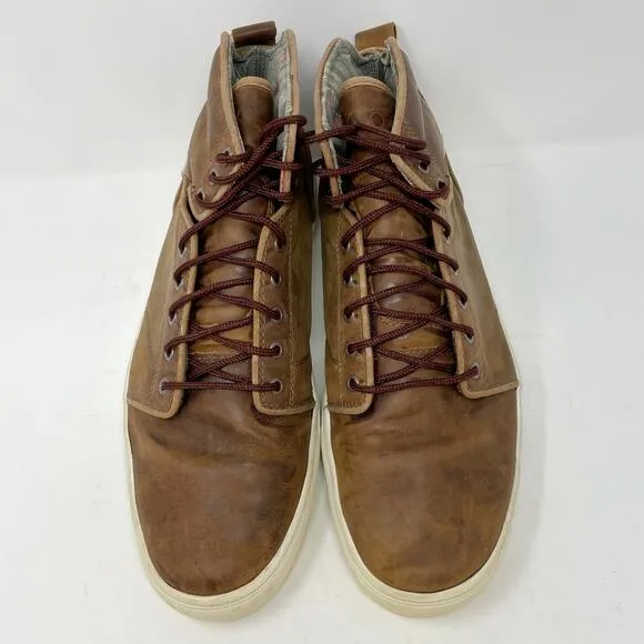 Vans Brown Leather High Top Skate Shoes OTW Collection Mens 11.5