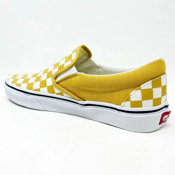 Vans Classic Slip On (Checkerboard) Ochre Gold True White Mens Shoes