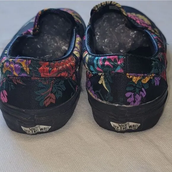 Vans Classic Slip-On Festival Satin Black Chinese New Year Skate Shoes Women 6.5