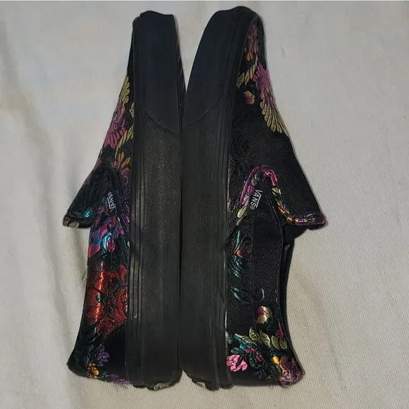 Vans Classic Slip-On Festival Satin Black Chinese New Year Skate Shoes Women 6.5