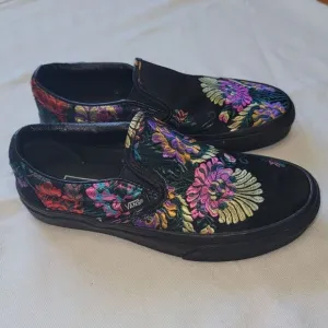 Vans Classic Slip-On Festival Satin Black Chinese New Year Skate Shoes Women 6.5